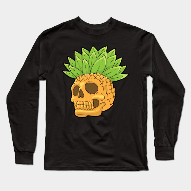 Pineapple Skull Long Sleeve T-Shirt by KAWAIITEE